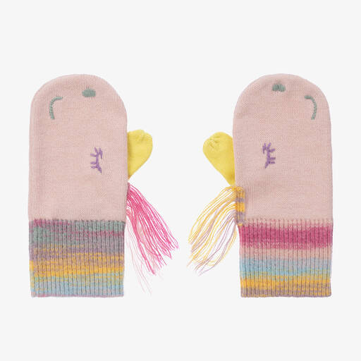 Stella McCartney Kids-Girls Pink Unicorn Knitted Mittens | Childrensalon Outlet