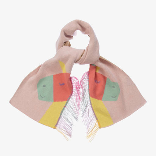 Stella McCartney Kids-Розовый вязаный шарф с единорогом | Childrensalon Outlet