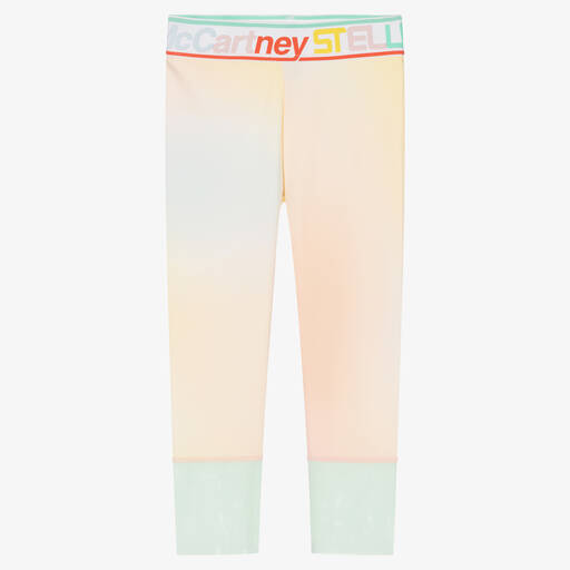 Stella McCartney Kids-Girls Pink & Yellow Logo Leggings | Childrensalon Outlet