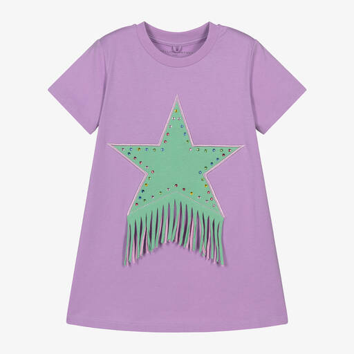 Stella McCartney Kids-Girls Purple Cotton T-Shirt Dress | Childrensalon Outlet
