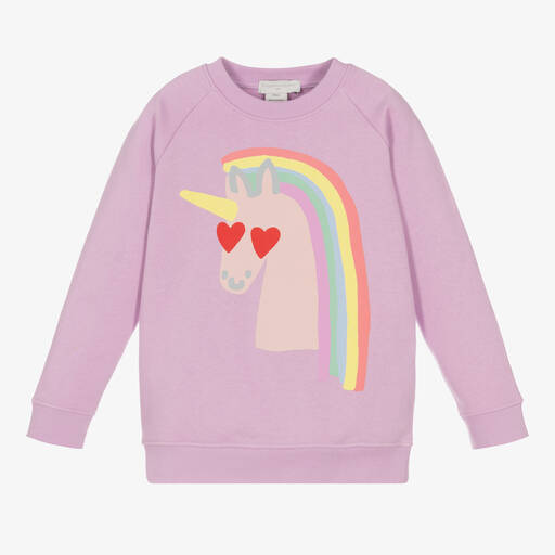 Stella McCartney Kids-Girls Purple Cotton Unicorn Sweatshirt | Childrensalon Outlet