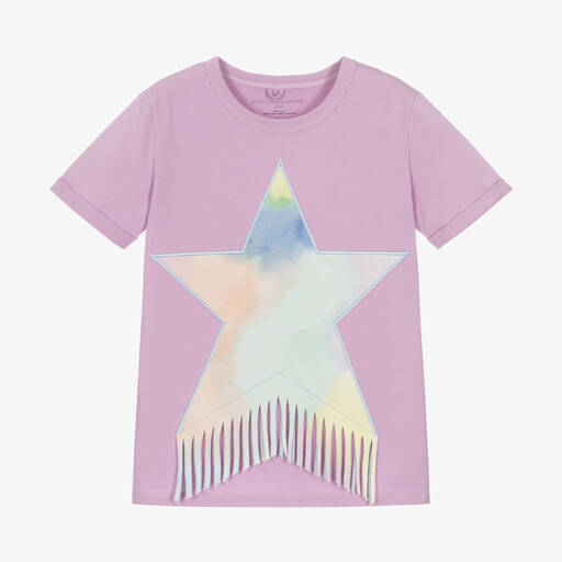 Stella McCartney Kids-Girls Purple Organic Cotton Star T-Shirt | Childrensalon Outlet