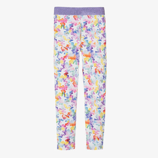 Stella McCartney Kids-Фиолетовые легинсы с радужными звездами | Childrensalon Outlet