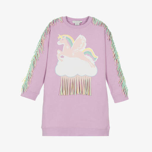 Stella McCartney Kids-Girls Purple Unicorn Sweatshirt Dress | Childrensalon Outlet