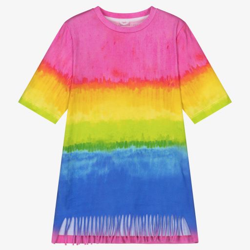 Stella McCartney Kids-فستان قطن عضوي بطبعة ملونة | Childrensalon Outlet