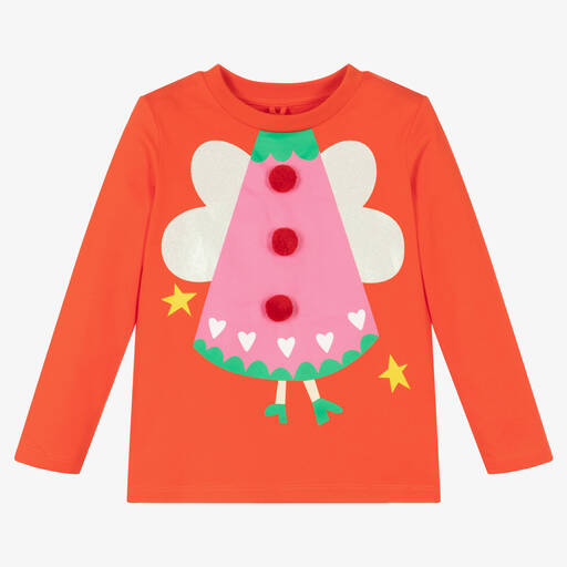 Stella McCartney Kids-Rotes Baumwolloberteil mit Engel | Childrensalon Outlet