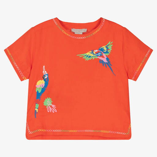 Stella McCartney Kids-Красная блузка из хлопка и льна | Childrensalon Outlet