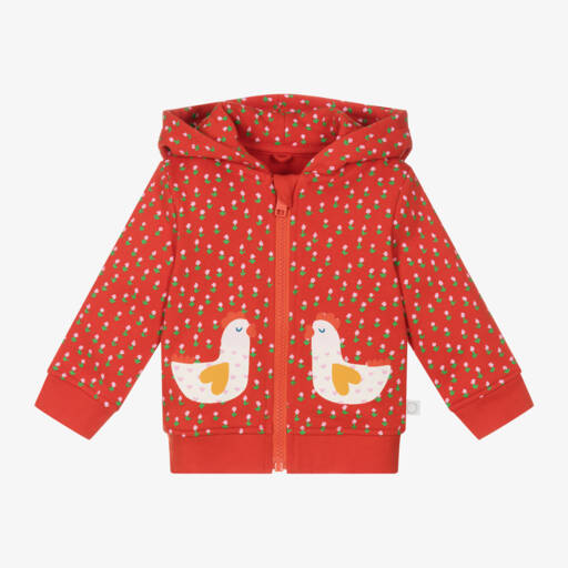 Stella McCartney Kids-هودي بسحاب قطن لون أحمر للبنات | Childrensalon Outlet