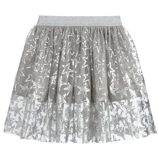 Stella McCartney Kids-Girls Silver Star Tulle Skirt | Childrensalon Outlet