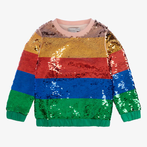 Stella McCartney Kids-Girls Striped Sequin Cotton Sweatshirt | Childrensalon Outlet