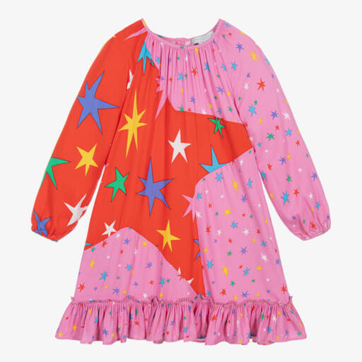 Stella McCartney Kids-Girls Viscose Dress with Star Motif | Childrensalon Outlet