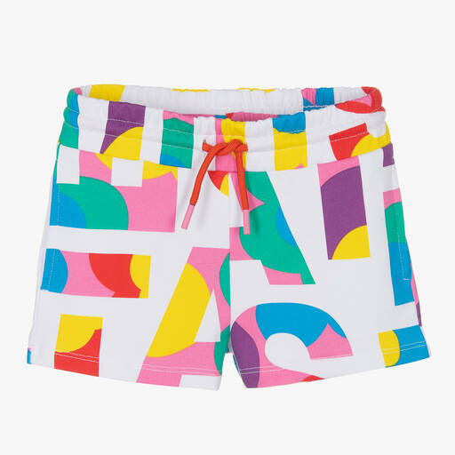 Stella McCartney Kids-Girls White & Colourful Logo Shorts | Childrensalon Outlet