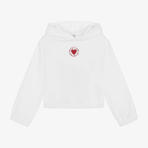 Stella McCartney Kids-Girls White Cotton Heart Hoodie | Childrensalon Outlet