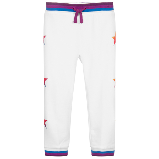 Stella McCartney Kids-Белые спортивные брюки из хлопка для девочек | Childrensalon Outlet