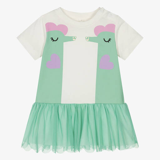 Stella McCartney Kids-Girls White Cotton Seahorse Dress | Childrensalon Outlet
