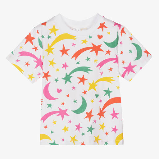 Stella McCartney Kids-تيشيرت قطن عضوي لون أبيض للبنات | Childrensalon Outlet