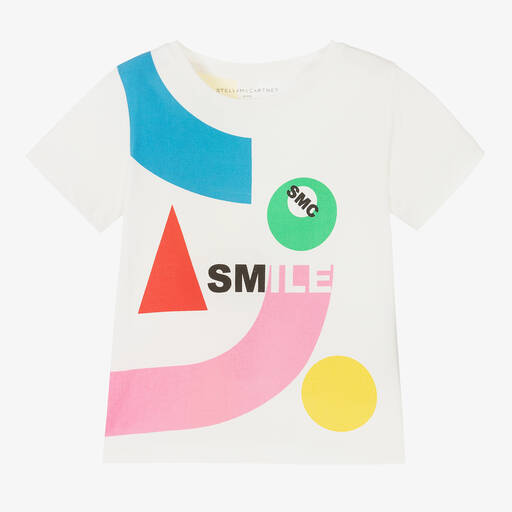 Stella McCartney Kids-Белая хлопковая футболка для девочек | Childrensalon Outlet