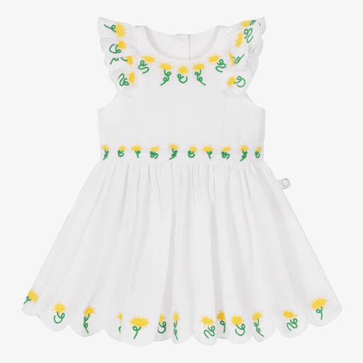 Stella McCartney Kids-Girls White Embroidered Floral Dress | Childrensalon Outlet
