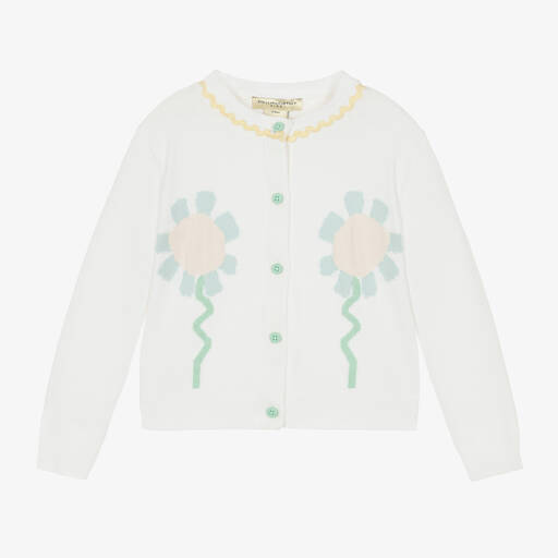 Stella McCartney Kids-Girls White Floral Cotton Cardigan | Childrensalon Outlet