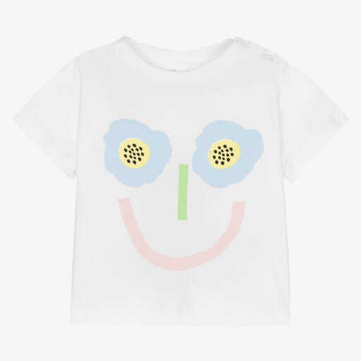 Stella McCartney Kids-تيشيرت أطفال بناتي قطن عضوي لون أبيض | Childrensalon Outlet