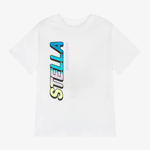 Stella McCartney Kids-Girls White Organic Cotton T-Shirt | Childrensalon Outlet