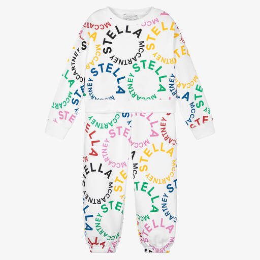 Stella McCartney Kids-Girls White Organic Cotton Tracksuit | Childrensalon Outlet