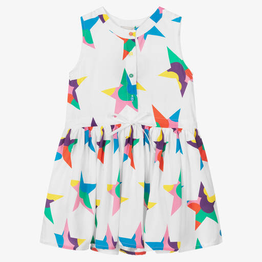 Stella McCartney Kids-فستان ليوسيل تويل لون أبيض | Childrensalon Outlet