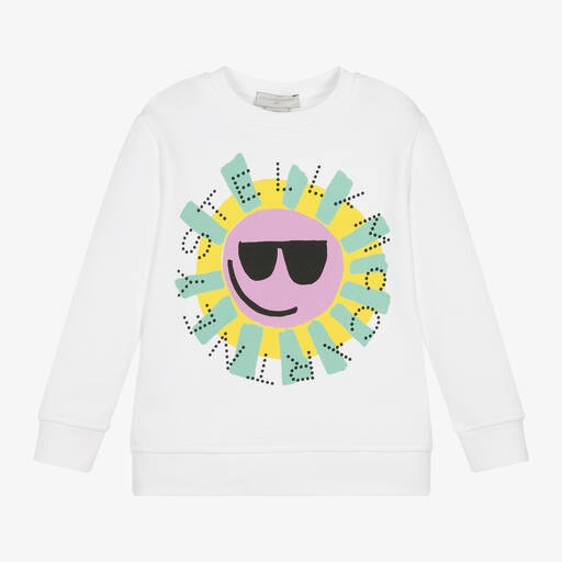 Stella McCartney Kids-سويتشيرت قطن عضوي لون أبيض للبنات | Childrensalon Outlet