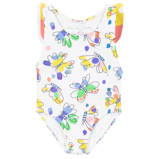 Stella McCartney Kids-Girls White Swimsuit (UPF50+) | Childrensalon Outlet