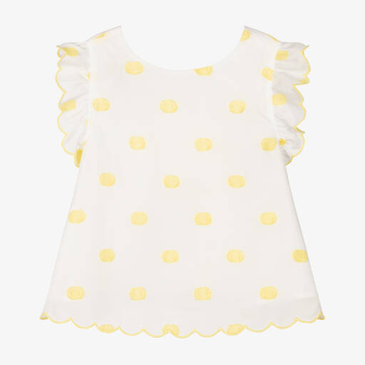 Stella McCartney Kids-Girls White & Yellow Polka Dot Blouse | Childrensalon Outlet