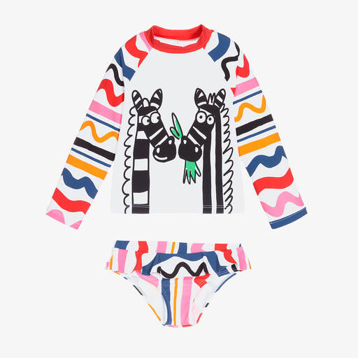 Stella McCartney Kids-تانكيني واقي من الشمس لون أبيض للبنات (+UPF50) | Childrensalon Outlet
