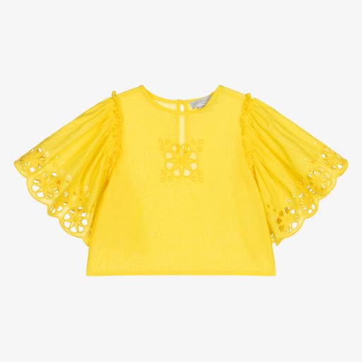 Stella McCartney Kids-Girls Yellow Cotton Blouse | Childrensalon Outlet