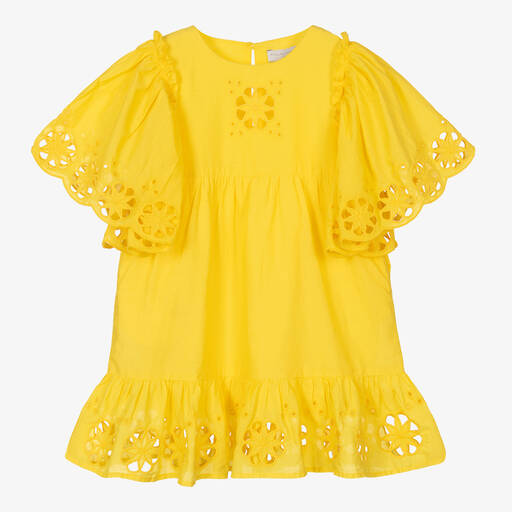 Stella McCartney Kids-Girls Yellow Cotton Dress | Childrensalon Outlet