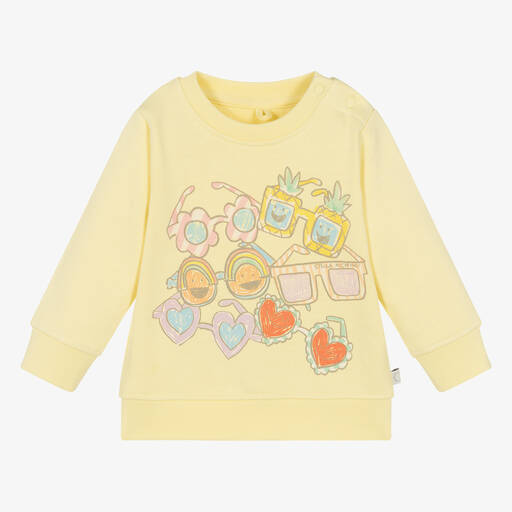 Stella McCartney Kids-سويتشيرت أطفال بناتي قطن عضوي لون أصفر | Childrensalon Outlet