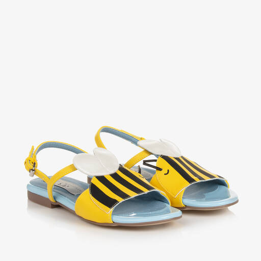 Stella McCartney Kids-Girls Yellow Faux Leather Bee Sandals | Childrensalon Outlet