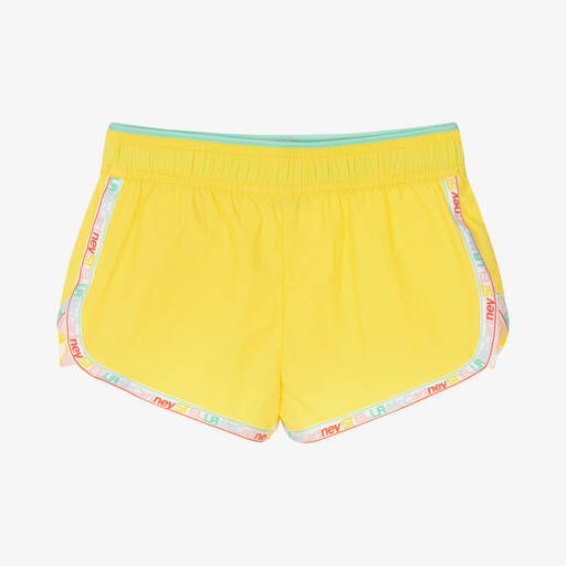 Stella McCartney Kids-Girls Yellow Logo Trim Shorts | Childrensalon Outlet