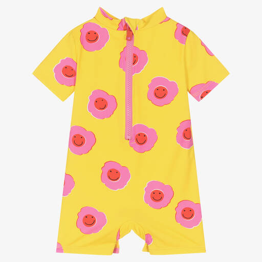 Stella McCartney Kids-Blumen-Neoprenanzug in Gelb & Rosa | Childrensalon Outlet