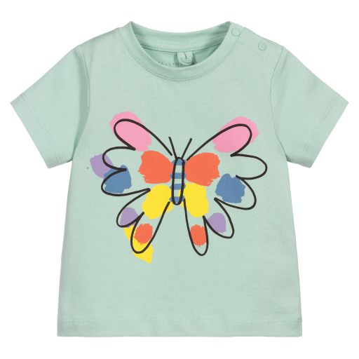 Stella McCartney Kids-Green Butterfly Print T-Shirt  | Childrensalon Outlet