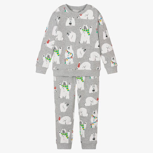 Stella McCartney Kids-بدلة رياضية بطبعة بولار بير قطن عضوي لون رمادي | Childrensalon Outlet