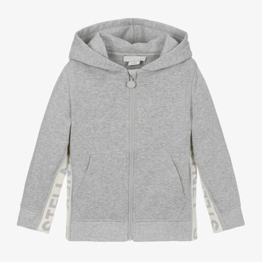 Stella McCartney Kids-Junior Boys Grey Hooded Zip Jacket | Childrensalon Outlet