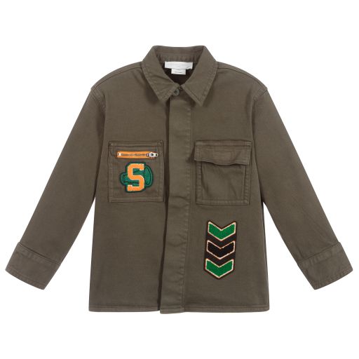 Stella McCartney Kids-Khaki Green Denim Shirt | Childrensalon Outlet
