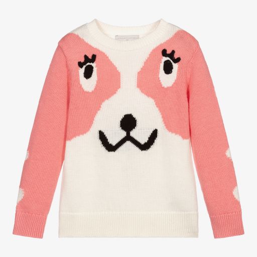 Stella McCartney Kids-Pink & Ivory Knitted Sweater | Childrensalon Outlet