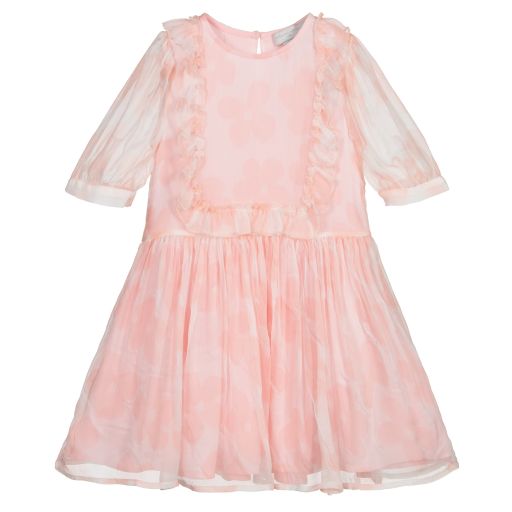 Stella McCartney Kids-Розовое платье из шелка и шифона | Childrensalon Outlet