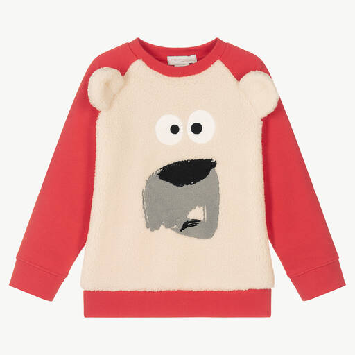 Stella McCartney Kids-Red & Ivory Fleece Polar Bear Sweatshirt | Childrensalon Outlet