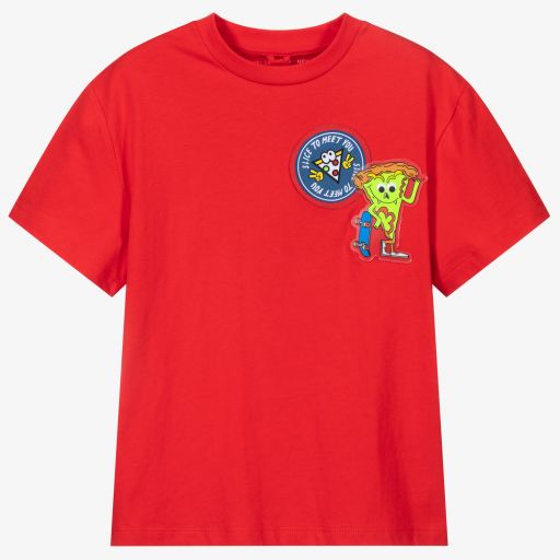 Stella McCartney Kids-Red Organic Cotton T-Shirt | Childrensalon Outlet