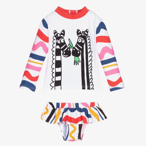 Stella McCartney Kids-طقم واقي من الشمس لون أبيض للبنات (UPF50+) | Childrensalon Outlet