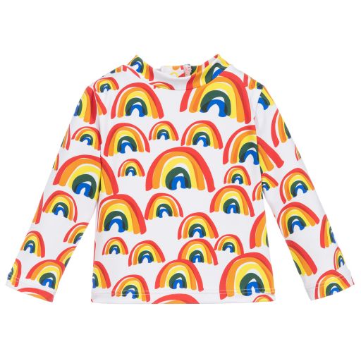 Stella McCartney Kids- توب أطفال بناتي واقي من الشمس لون أبيض UPF50 | Childrensalon Outlet