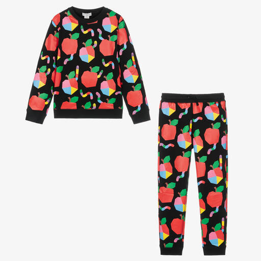 Stella McCartney Kids-تراكسوت تينز بناتي قطن عضوي وجيرسي لون أسود | Childrensalon Outlet