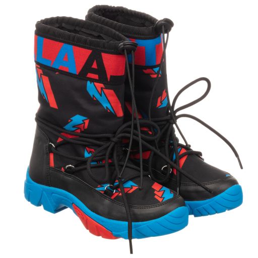 Stella McCartney Kids Ski Wear Capsule-Teen Black Logo Snow Boots | Childrensalon Outlet
