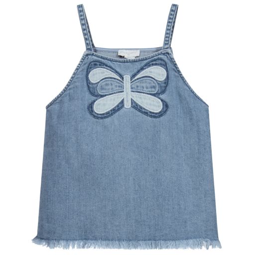 Stella McCartney Kids-Blaues Teen Jeanstop mit Schmetterling | Childrensalon Outlet